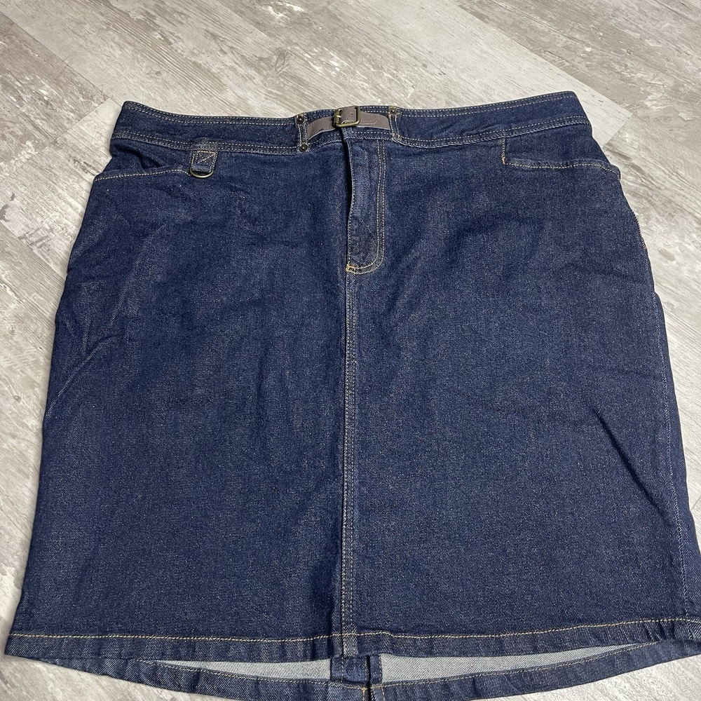 Chaps Denim Skirt Womens Sz‎ 16 Pockets Front Knee Length Lagenlook Grunge Z-314